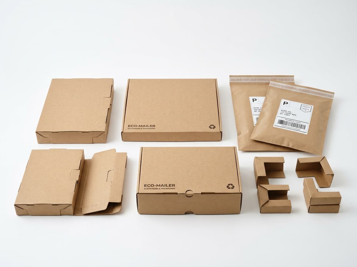 Die-Cut Self-Locking Kraft Mailer Boxes (8x5x3 in)